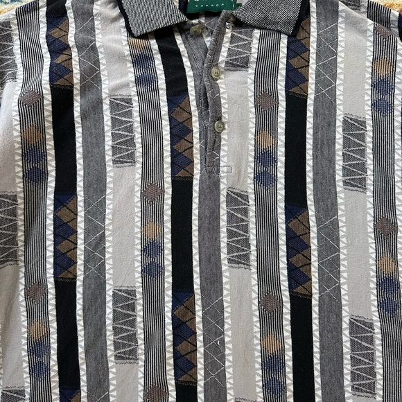 Vintage Tundra Striped Textured Polo Shirt Size XL - Picture 4 of 4
